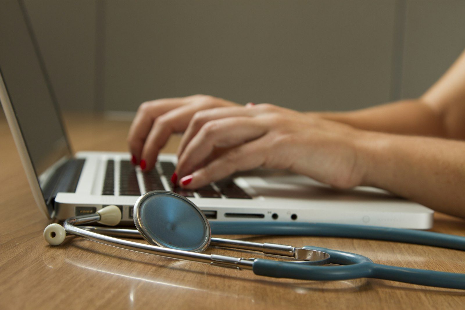 Laptop with a stethoscope